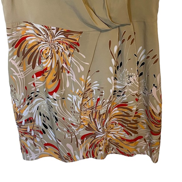 Lane Bryant Women's Size 18 Tan Floral Dress ~ Short Cap Sleeve Pleated A-Line - Picture 3 of 9